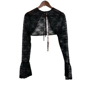 House of CB Elegant Black Lace Top Shall Bolero Goth Vamp Large